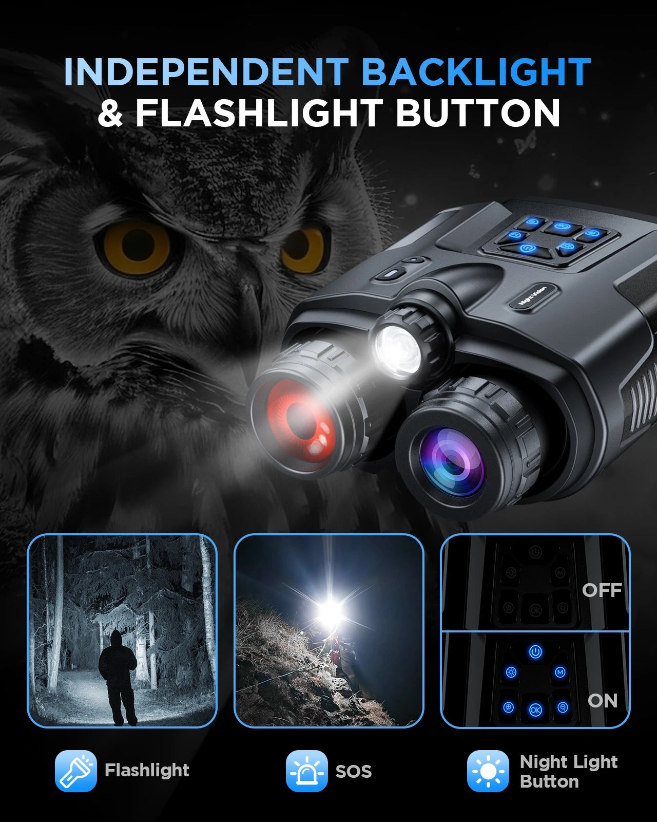 Letcmoi 4K Night Vision Binoculars 8X Digital Zoom Infrared Light