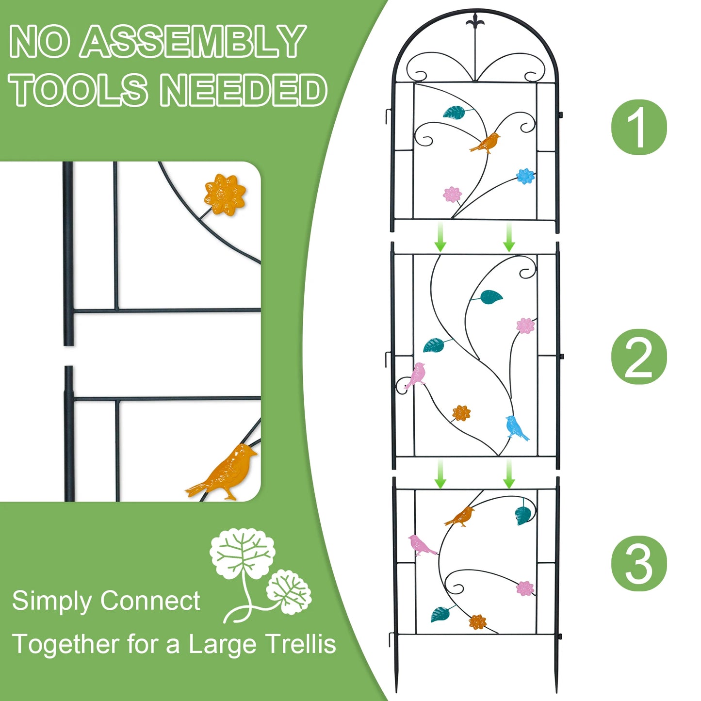 Iron Garden Trellis 2 Pack Outdoor Plant Fence Support