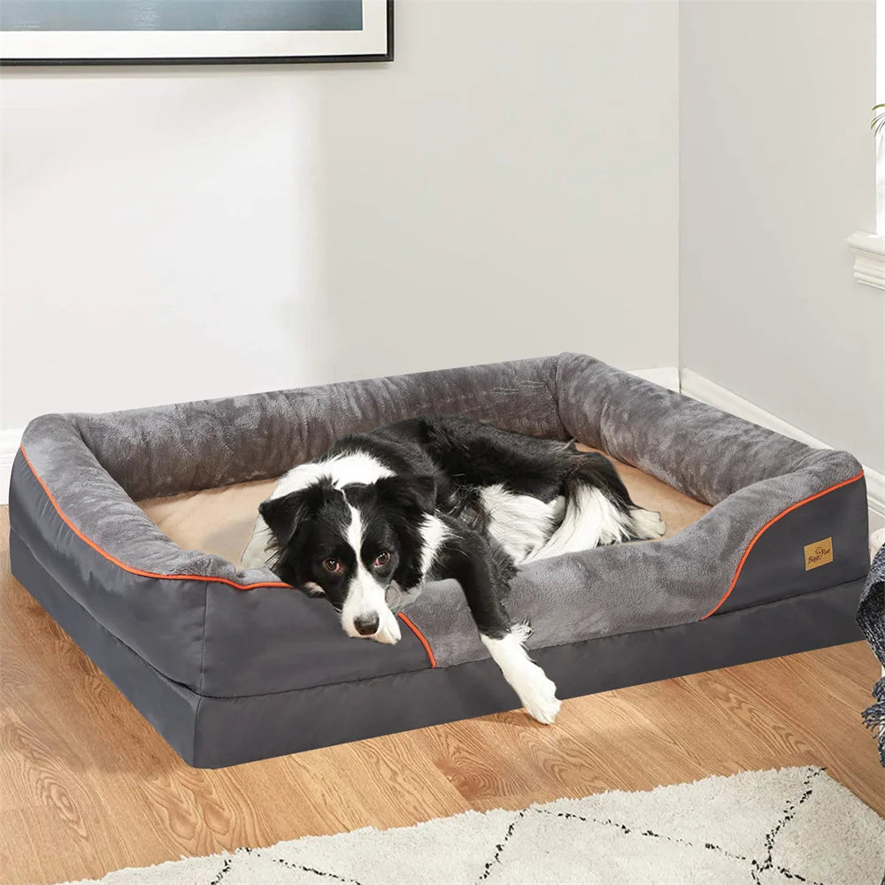 Orthopedic Memory Foam Dog Bed Borwartc For Large Dogs Elevated Waterproof Couch With Removable Cover