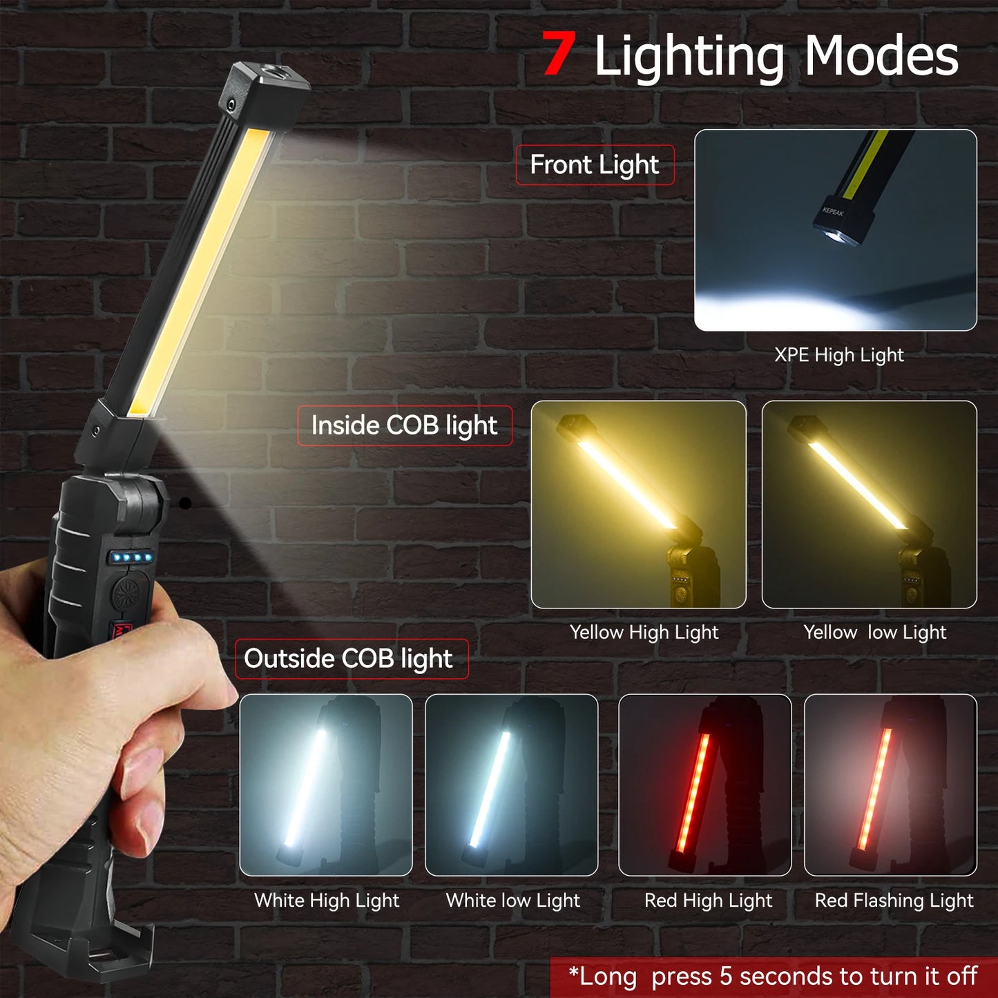 KEPEAK 2Pack Rechargeable Camping LED Work Light With Magnetic