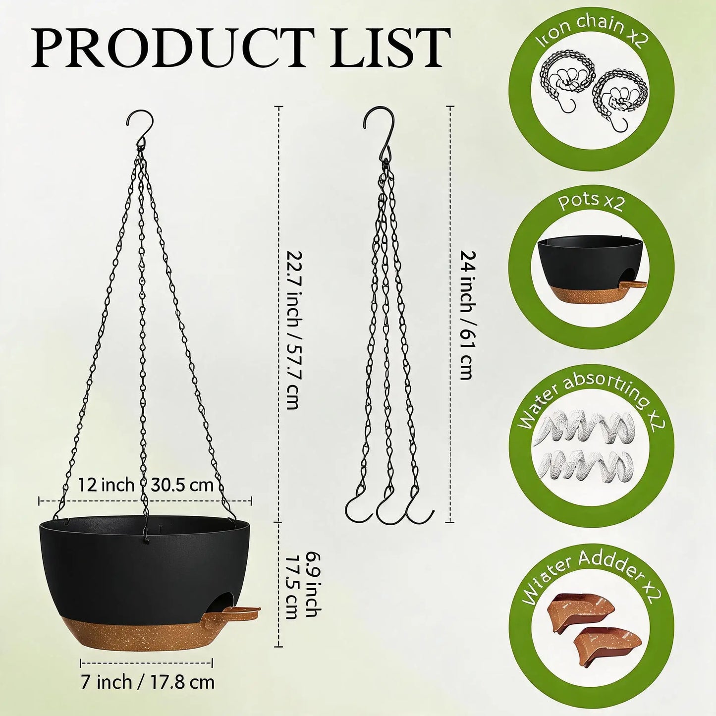 HiMISS Self Watering Hanging Planters 2 Pack For Trailing Plants