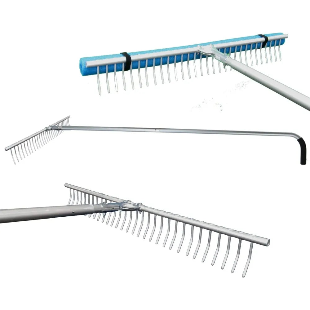 Garden Rake With 30 Four Inch Round Aluminum Tines