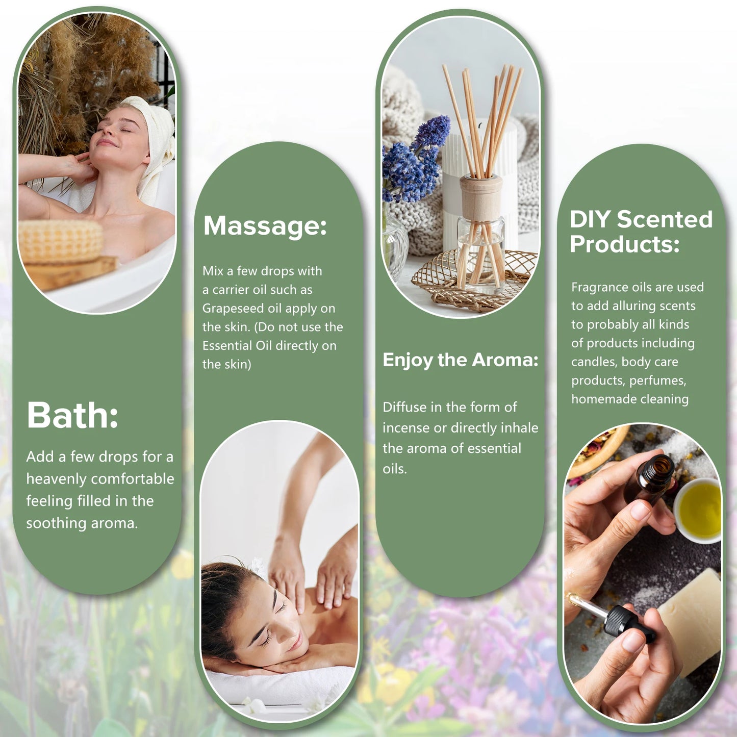 PHATOIL 9pcs Gift Set Pure Essential Oils Kit Vanilla Sandalwood