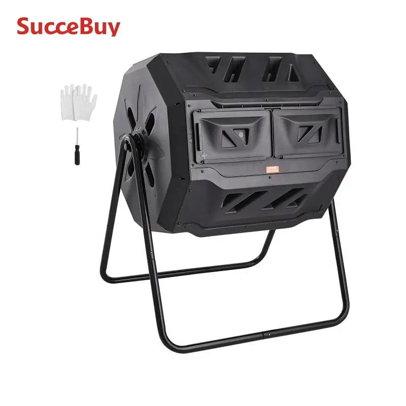 Dual Chamber Tumbling Compost Bin For Garden And Yard