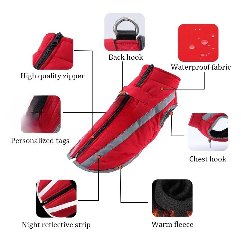 Warm Fleece Waterproof Winter Coat For Dogs