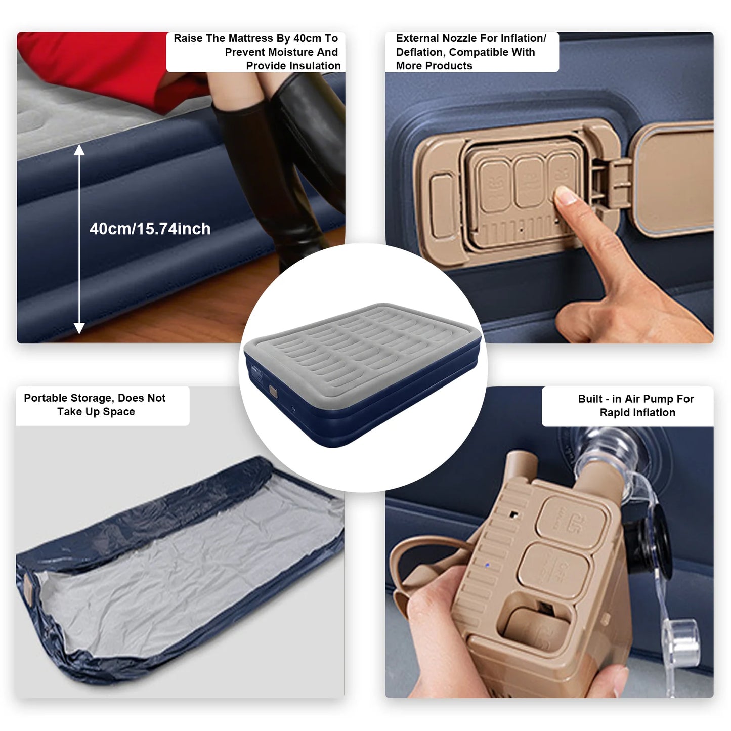 PVC Automatic Inflatable Mattress With Built-In Pump For Camping