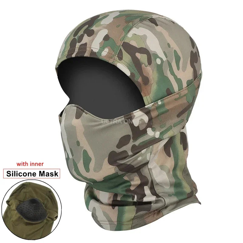 Tactical Mask Outdoor Balaclava Head Hood Silicone Half Face Windproof Headgear Airsoft Hunting CS Game Sunscreen Cap