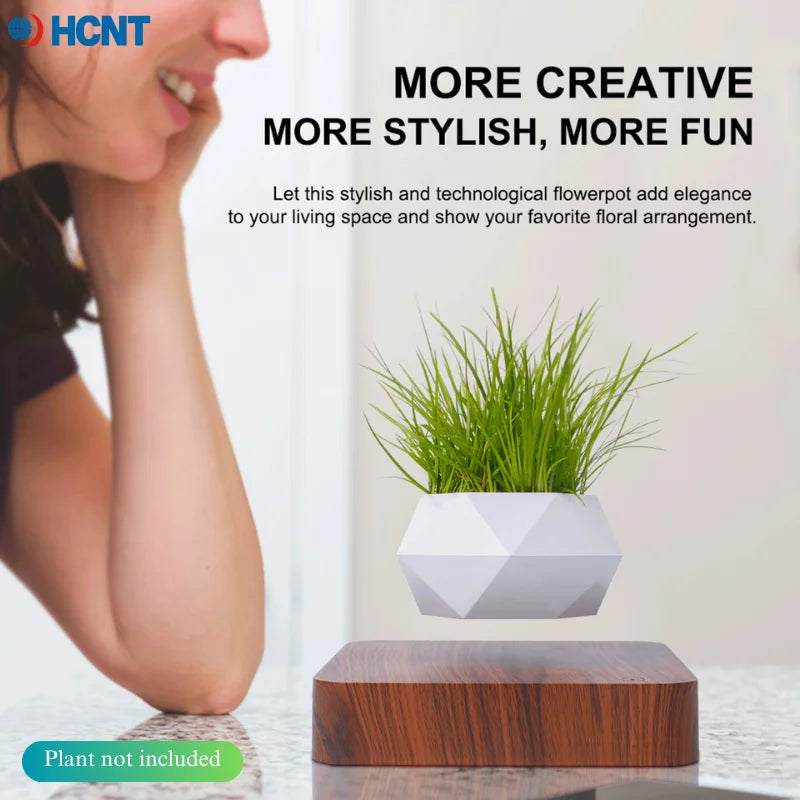 HCNT Levitating Air Bonsai Pot Magnetic Levitation Planter Desk Decor
