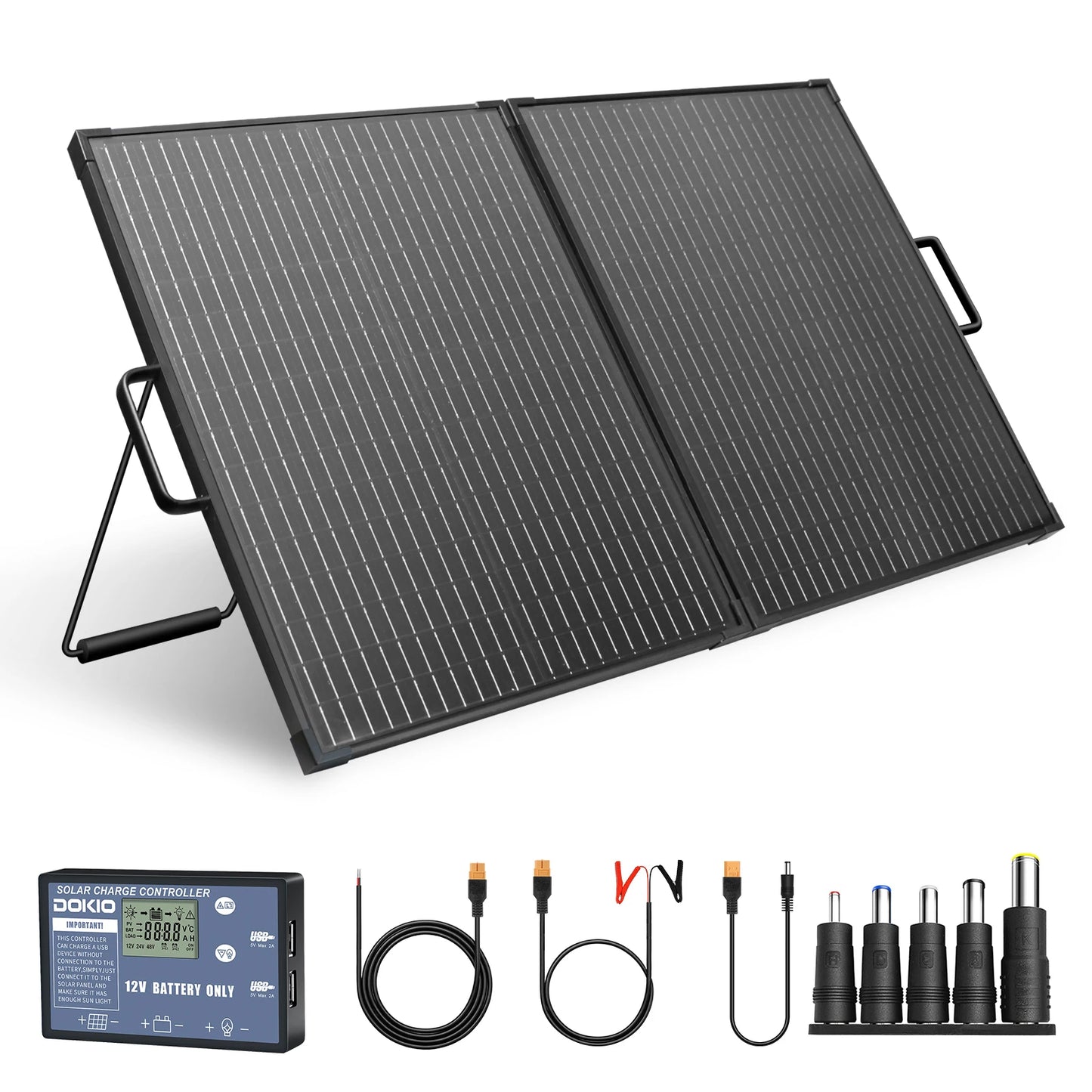 DOKIO 100W Portable Foldable Solar Panel Kit With 12V Controller