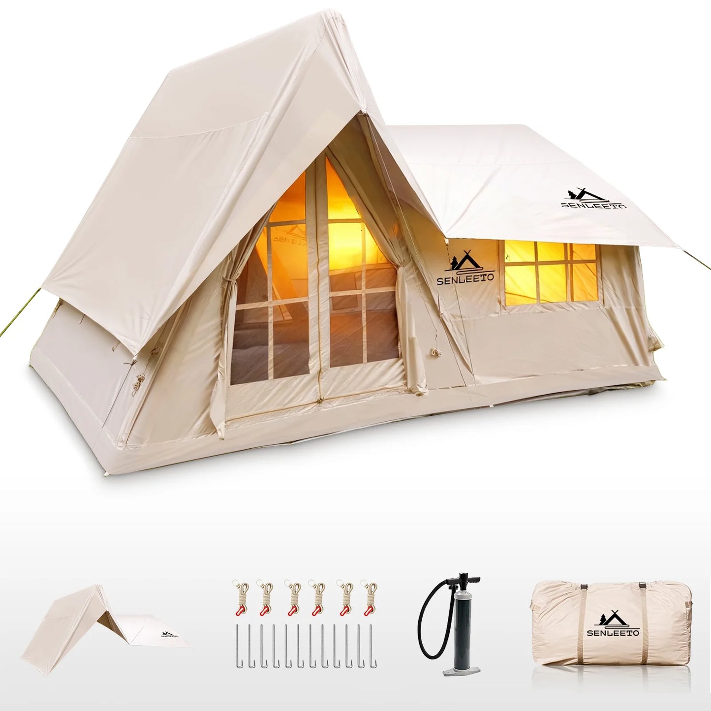 Inflatable Camping Tent 4 Season With Rainfly And Stove Jack