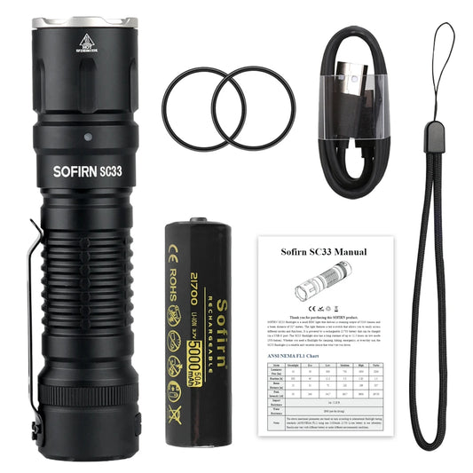 Sofirn SC33 XHP70 HI LED Flashlight 5200lm USB C Rechargeable Tail E Switch Torch For Outdoor Enthusiasts