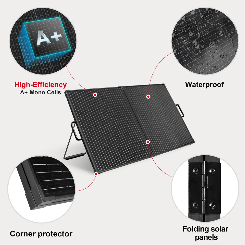 DOKIO 100W Portable Foldable Solar Panel Kit With 12V Controller