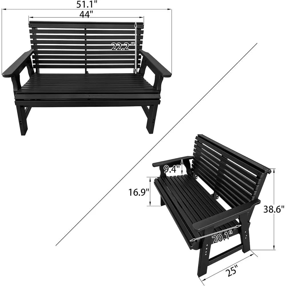 DAFIFY Outdoor Bench HDPE Weather Resistant 700 Lb Capacity 2 Seater