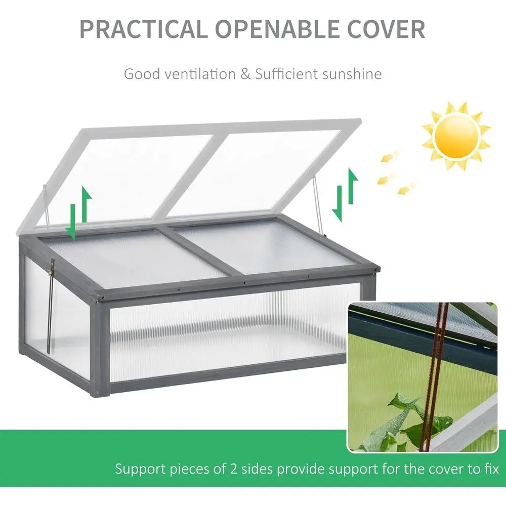 Cold Frame Greenhouse Polycarbonate Solid Wood Outdoor Planter