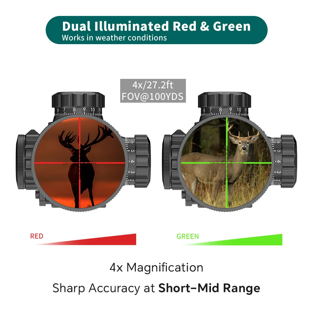 AQUILIFER 4X32 Rifle Scope For 22LR AO SFP Zero Stop