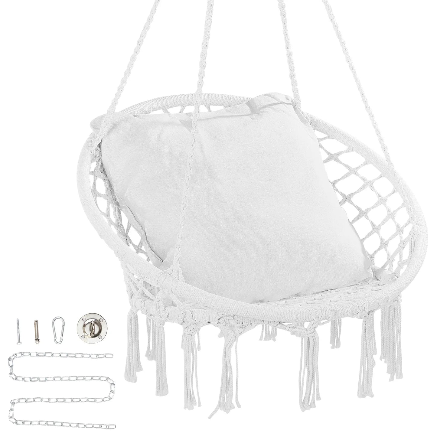 Hammock Chair Macrame Swinging Hanging Chair Outdoor Indoor