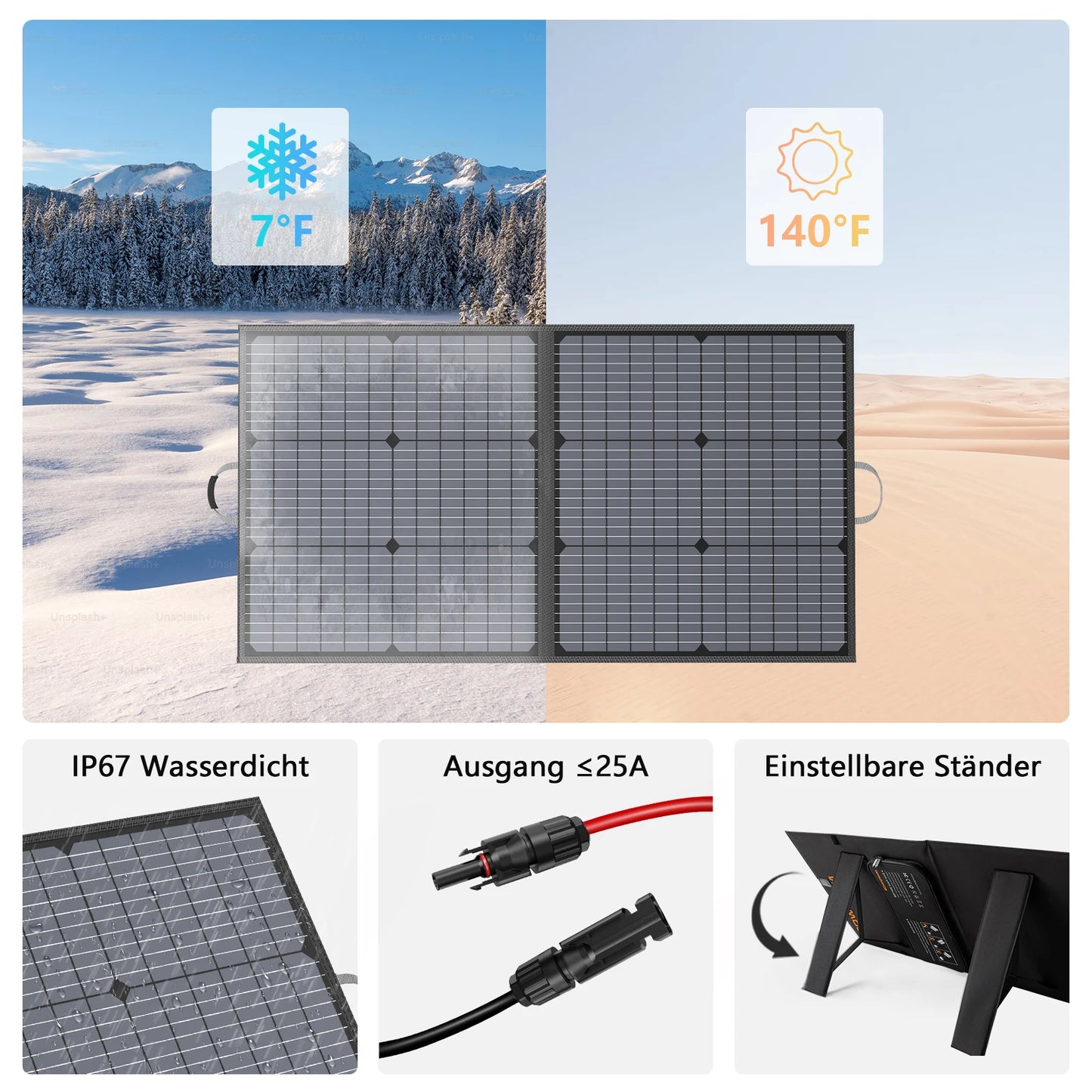 MHPOWOS 110W Foldable Solar Panel Portable Charger for Solar Generator