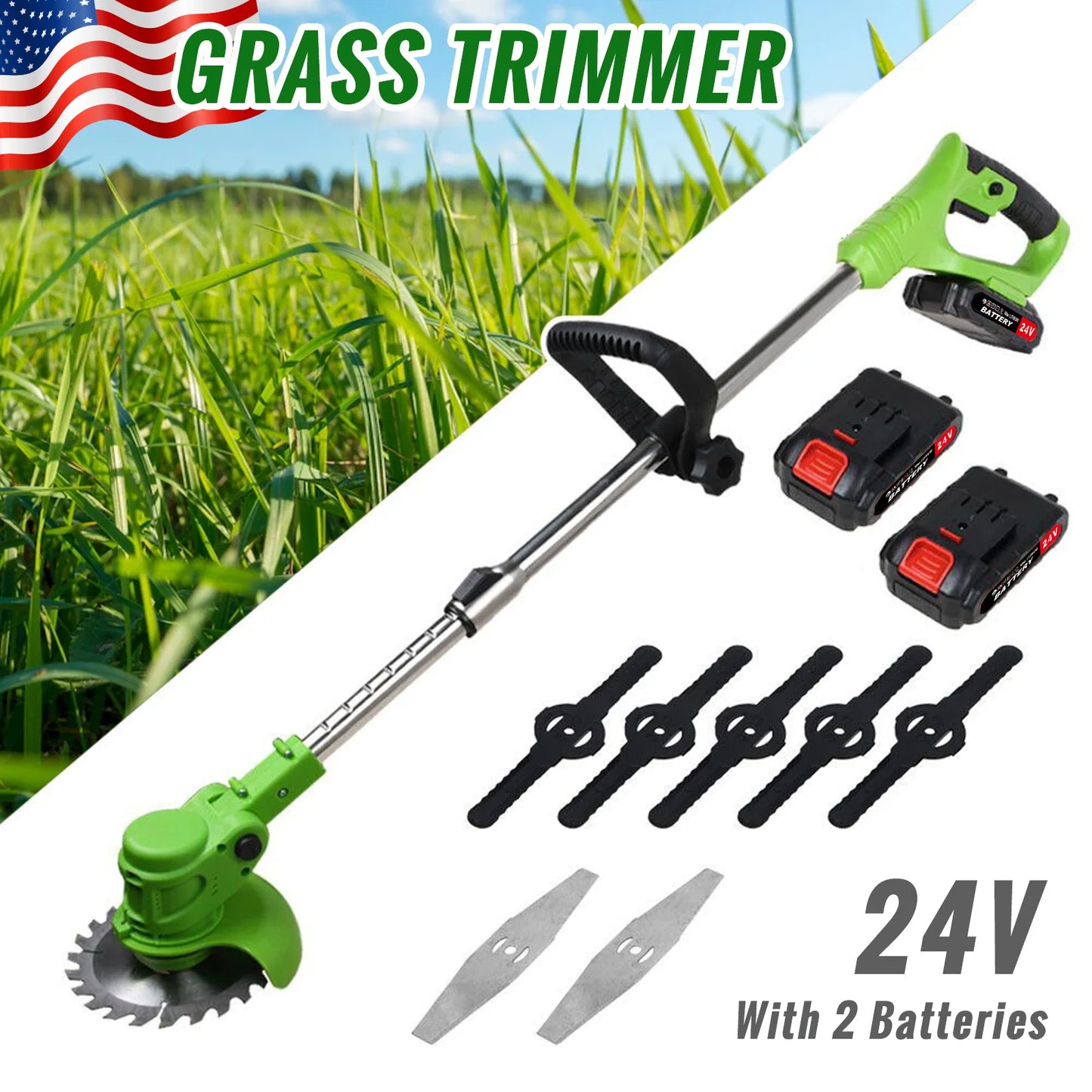 Electric Cordless 2 In 1 Weed Trimmer With Brushless Motor