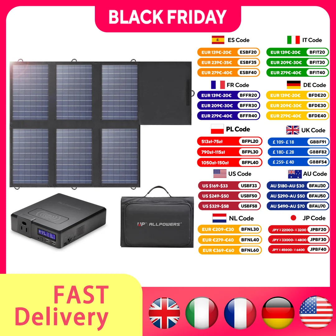ALLPOWERS S200 41600mAh 200W Portable Power Station With SP026 60W Panel