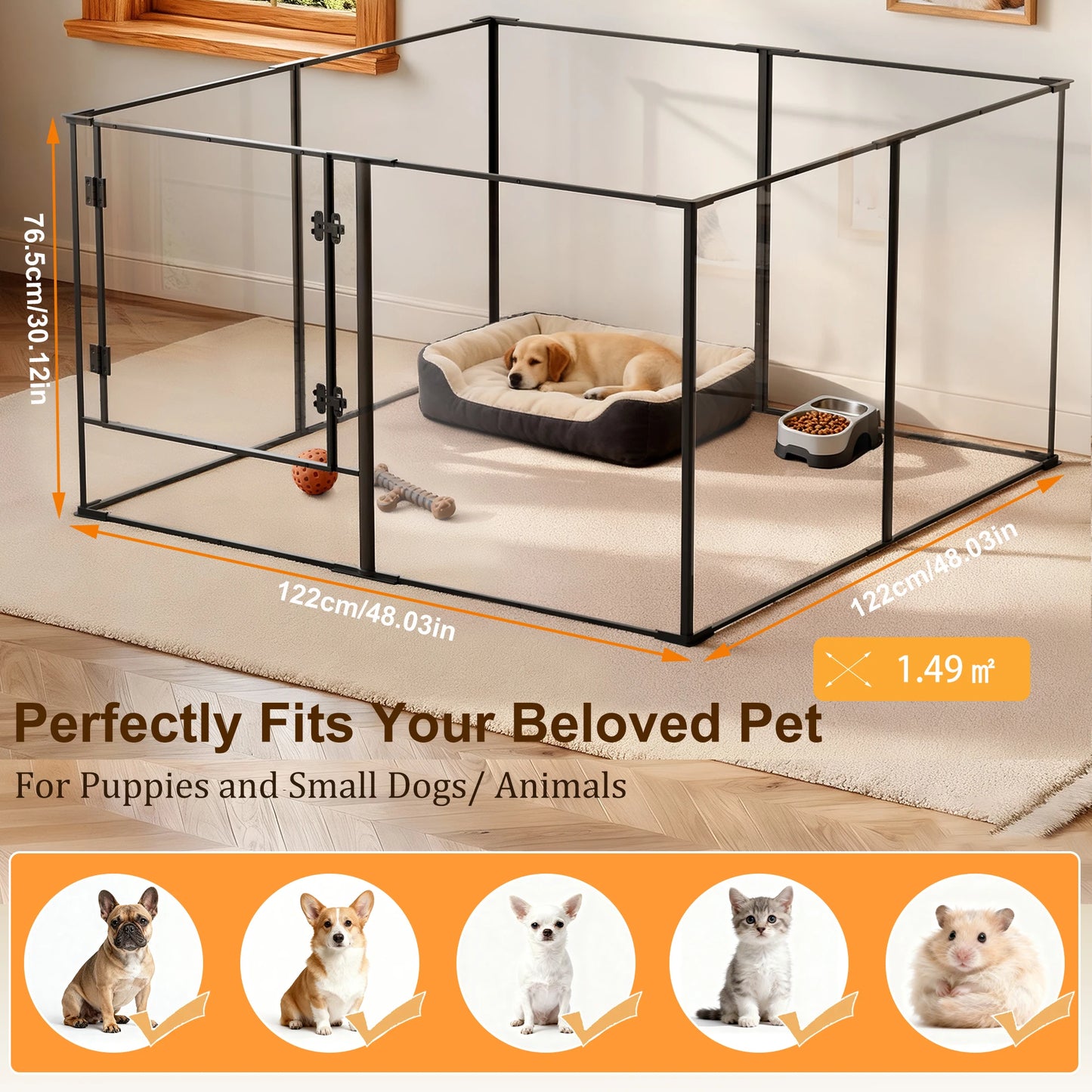 Bingopaw Clear Dog Playpen Heavy Duty Aluminum Frame