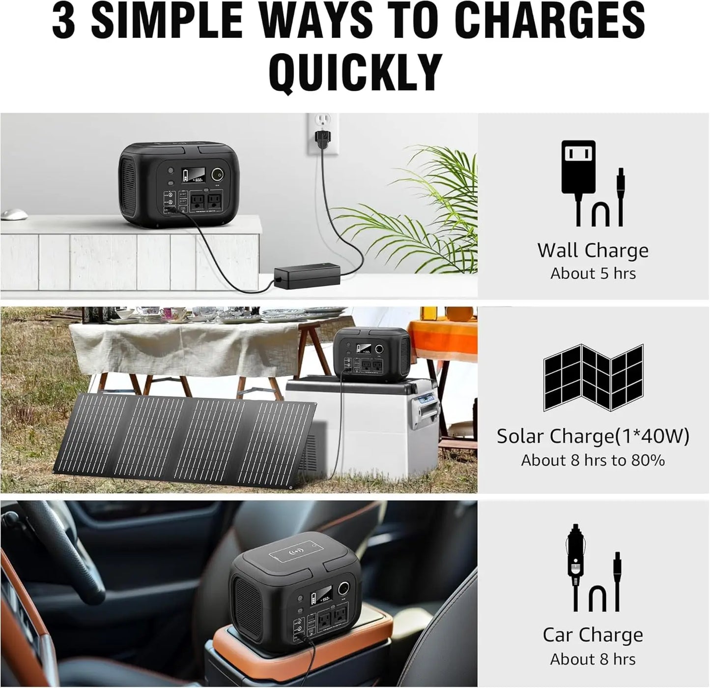 300W 260Wh Portable Power Station with Solar Panels 40W Solar Generator with AC Outlet 110V for Outdoor Garden Travel Camping RV