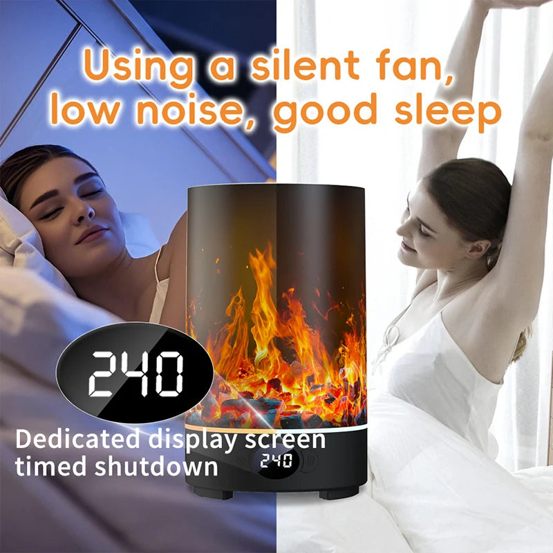 Aroma Diffuser CREAROMA 200ml With Flame Effect RGB Lighting and Customizable Timed Shutdown for Cozy Home Ambiance
