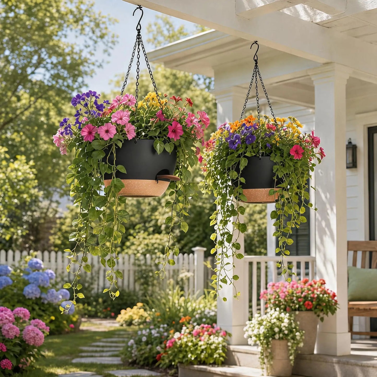 HiMISS Self Watering Hanging Planters 2 Pack For Trailing Plants