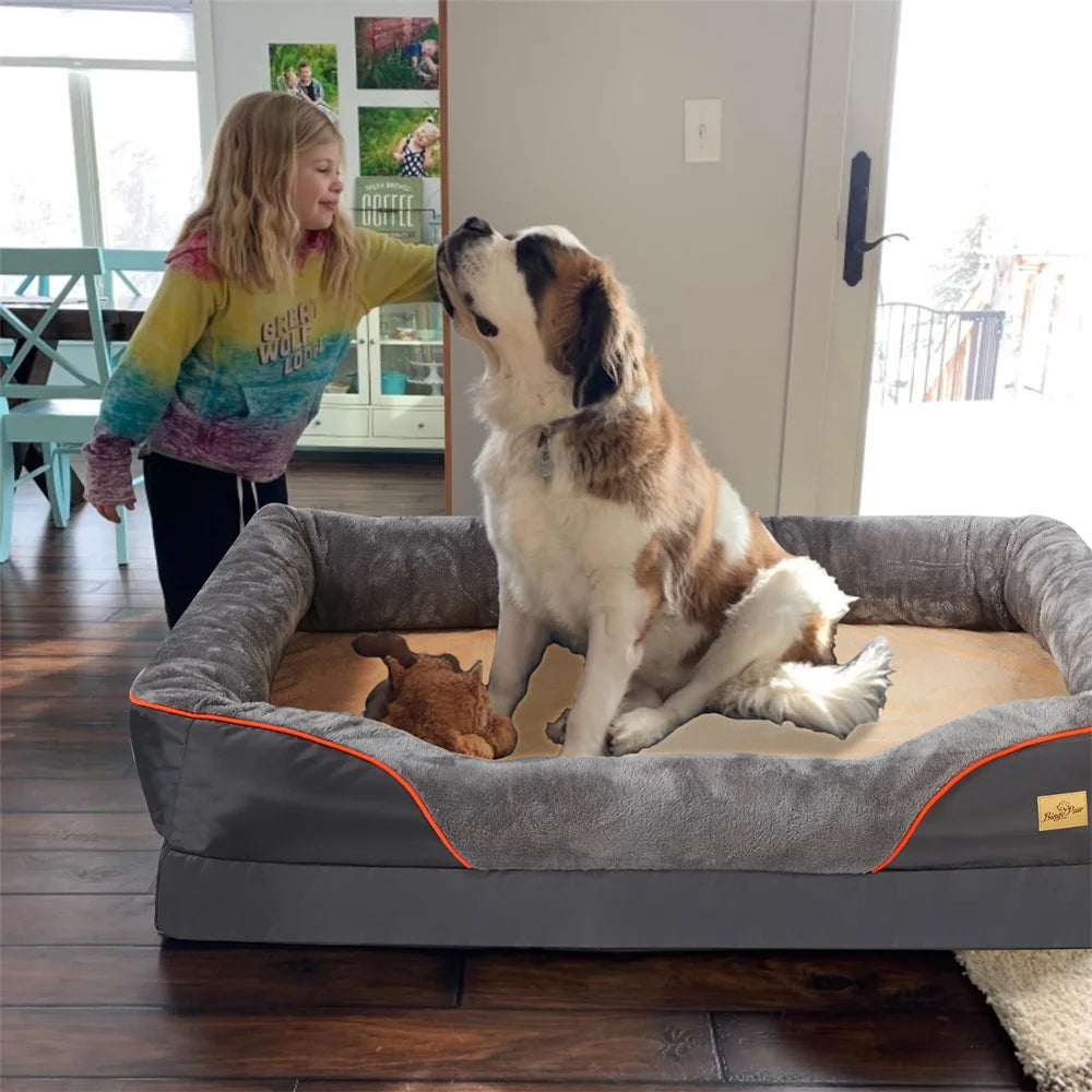 Orthopedic Memory Foam Dog Bed Borwartc For Large Dogs Elevated Waterproof Couch With Removable Cover