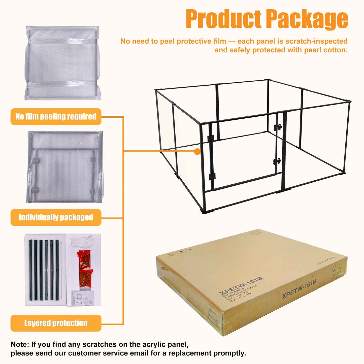 Bingopaw Clear Dog Playpen Heavy Duty Aluminum Frame
