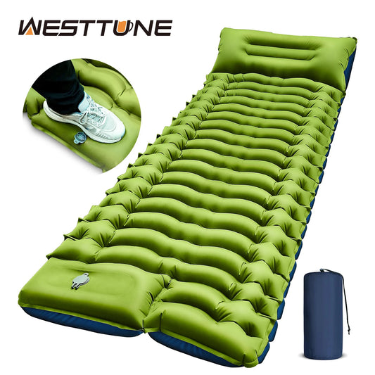 WESTTUNE Ultralight Camping Sleeping Pad With Built In Pillow