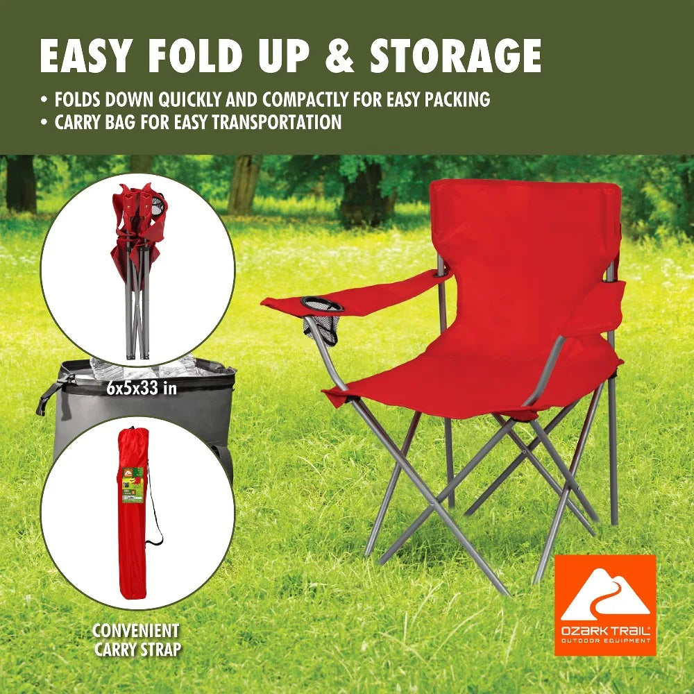 Ozark Trail Quad Folding Camp Chair With Side Cup Holder