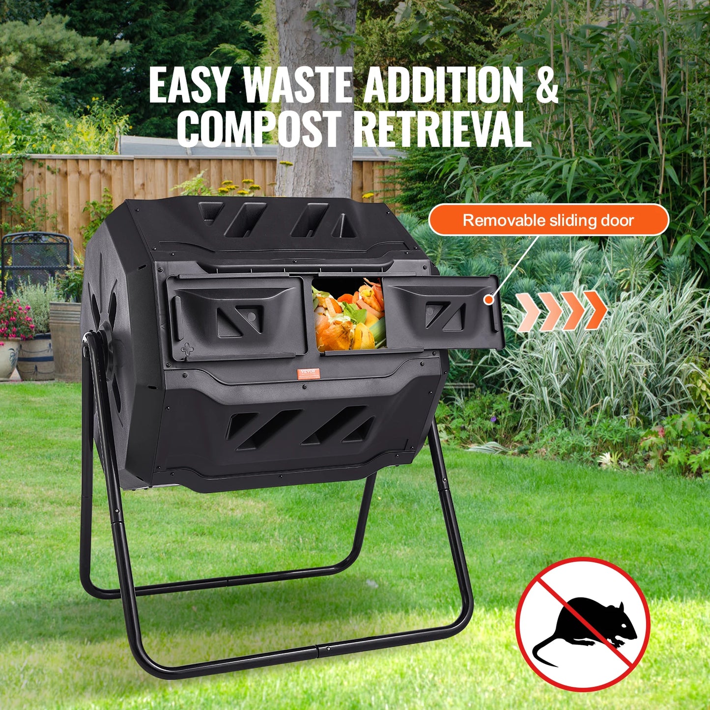 Dual Chamber Tumbling Compost Bin For Garden And Yard