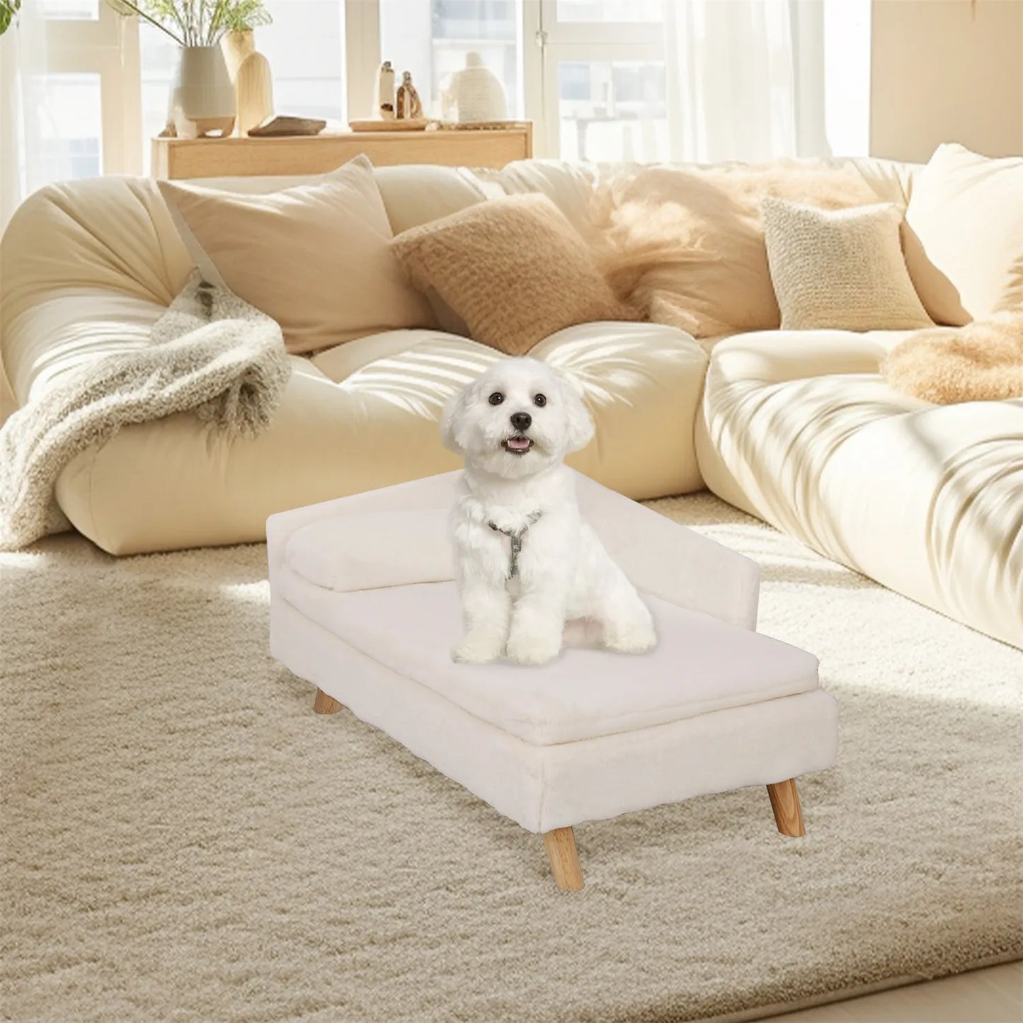 Elevated Pet Bed With Sturdy Wood Legs And Waterproof Cozy Pad Nordic Style Bingopaw For Small Dogs And Kittens