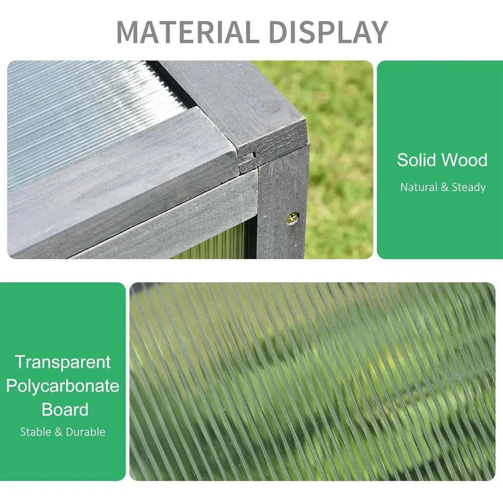 Cold Frame Greenhouse Polycarbonate Solid Wood Outdoor Planter