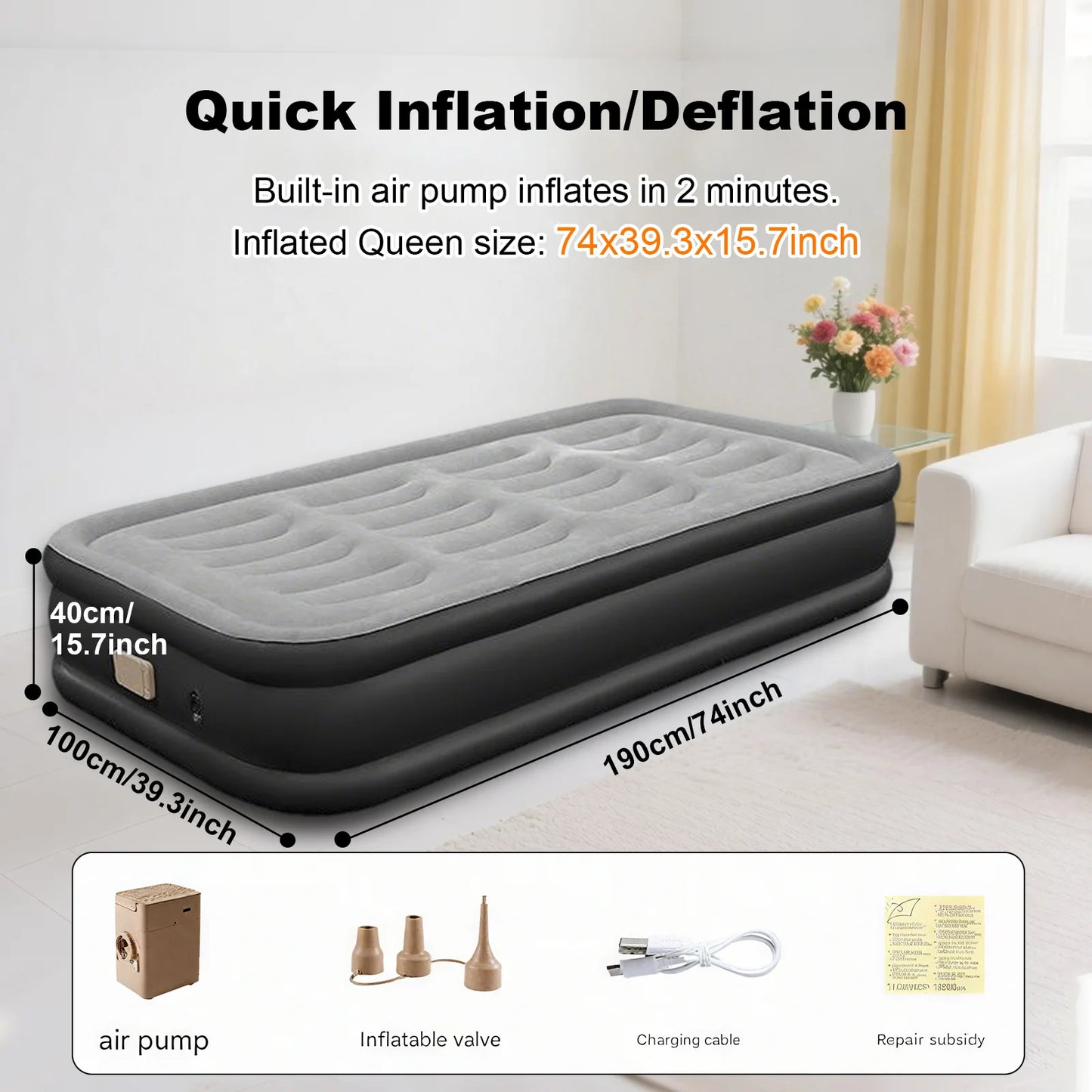 PVC Automatic Inflatable Mattress With Built-In Pump For Camping