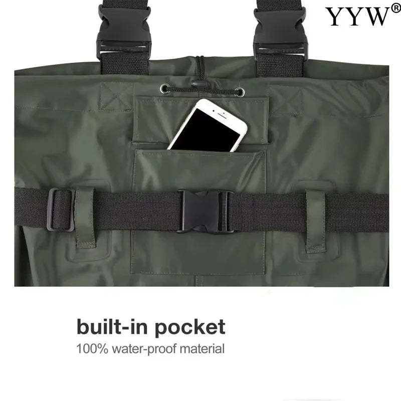 Waterproof Fishing Waders Pants Chest-Length Wader With Boots Durable Breathable Overalls Kit for Men Women Outdoor Raft Hunting