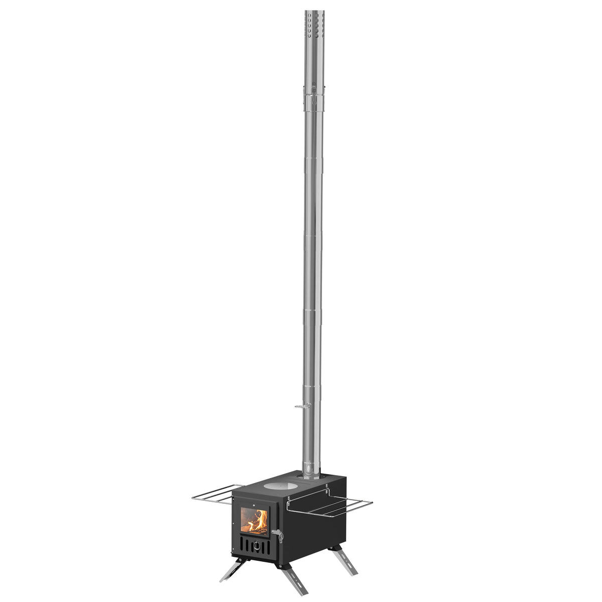 Portable Wood Burning Stove With Stainless Chimney Tubes For Camping