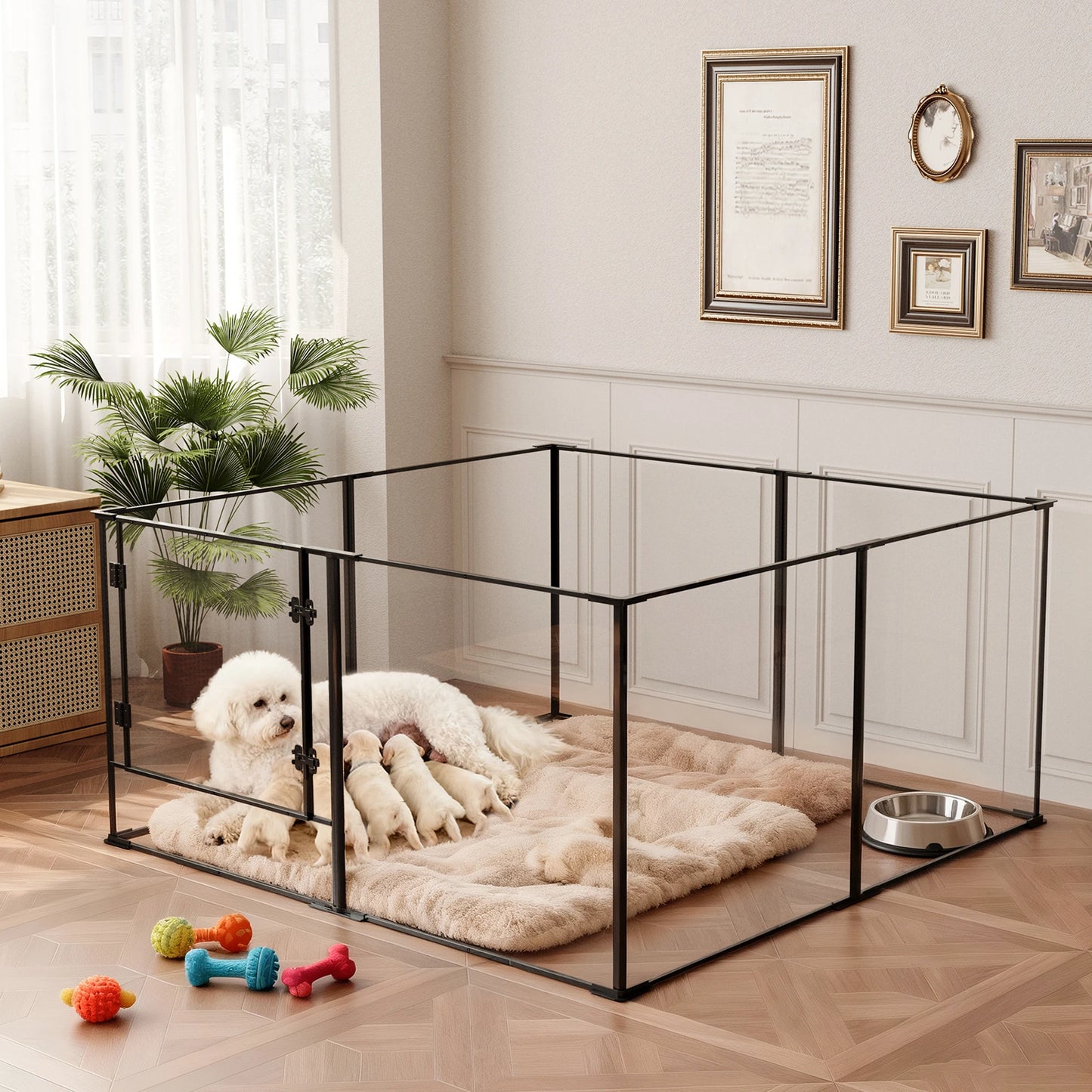 Bingopaw Clear Dog Playpen Heavy Duty Aluminum Frame