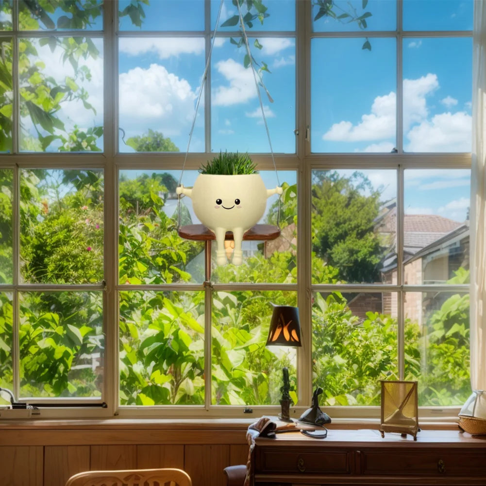 APWIKOGER Creative Rocking Chair Swing Face Succulent Planter Pot For Indoor Outdoor Gardeners