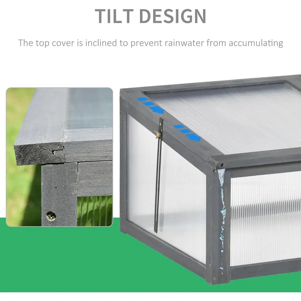 Cold Frame Greenhouse Polycarbonate Solid Wood Outdoor Planter