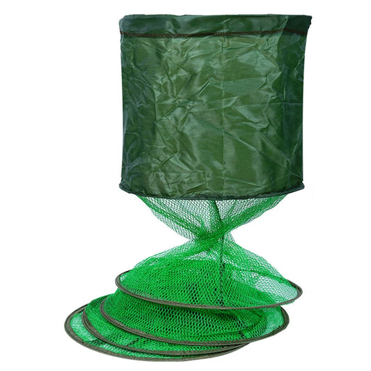 Telescopic Fyke Net Stainless Steel Ring Folding Fishing Net Fishing Trap Net Outdoor Fishing Gear