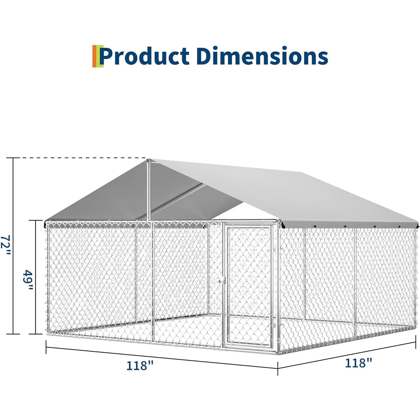 10x10x6ft Heavy Duty Outdoor Dog Kennel With Waterproof UV Cover Galvanized Chain Link Enclosure For Backyard Farm & Pet Run