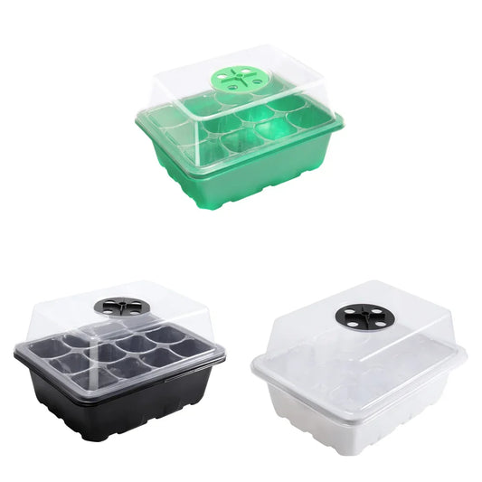 Seed Starter Tray 12 Grids With Ventilation Holes Humidity Dome Mini Greenhouse For Home Gardeners
