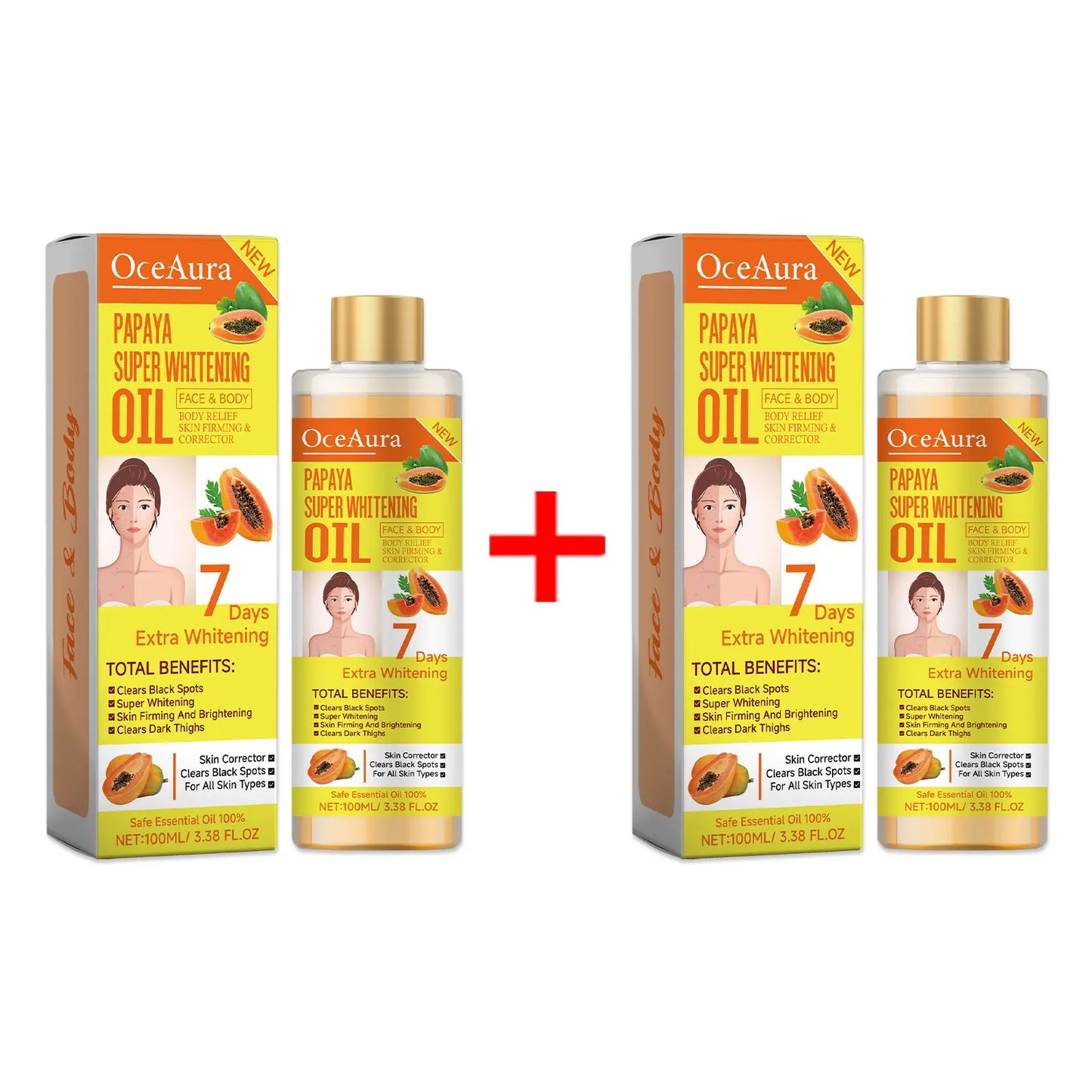 OceAura Papaya Face and Body Oil for Brightening and Firming