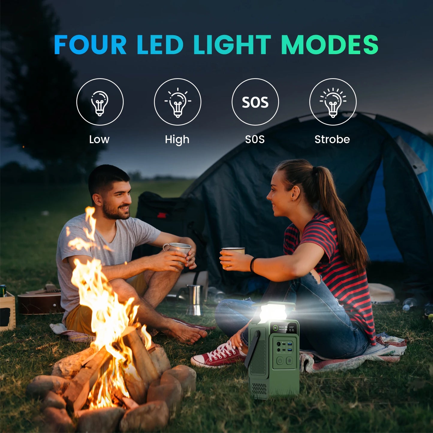 CTOLITY 1600W Camping Portable Power Station AP200L Outdoor Solar Generator 1024Wh Lifepo4 110V 220V AC Outlets Pure Sinve Wave