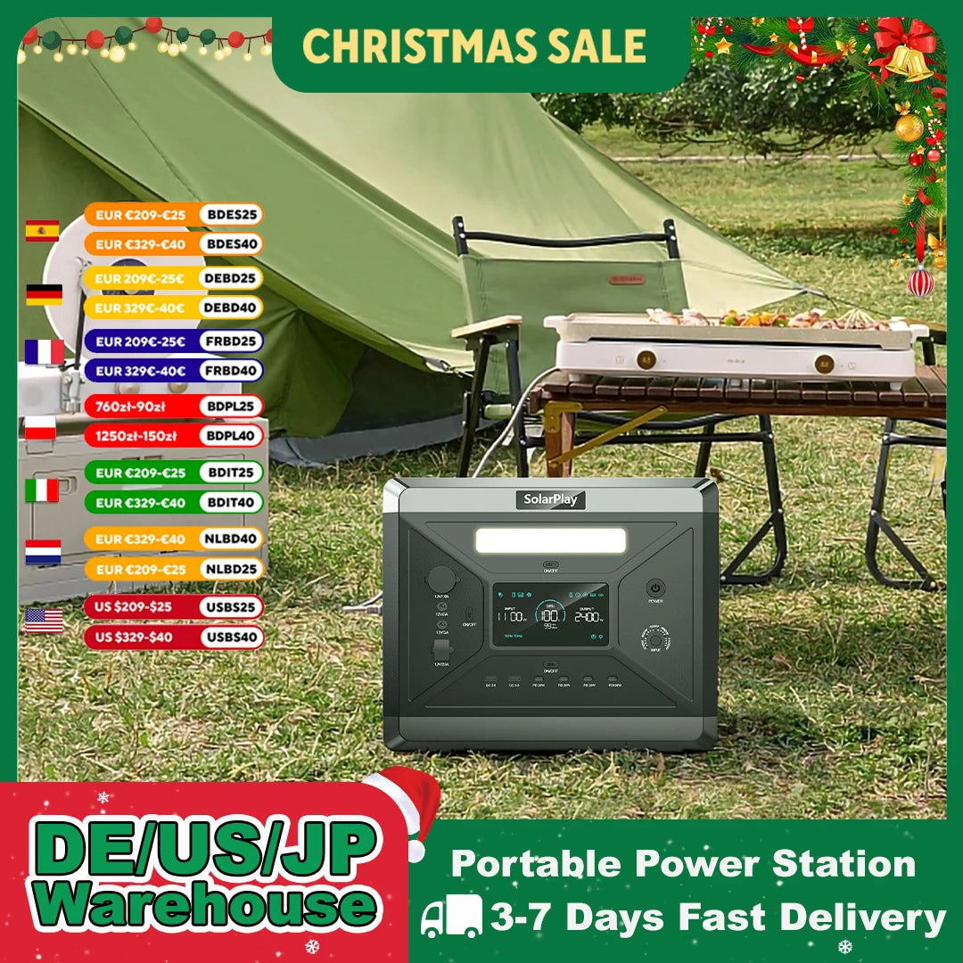 SOLARPLAY Q2501 Portable Power Station 2160Wh LiFePO4 AC Output Generator
