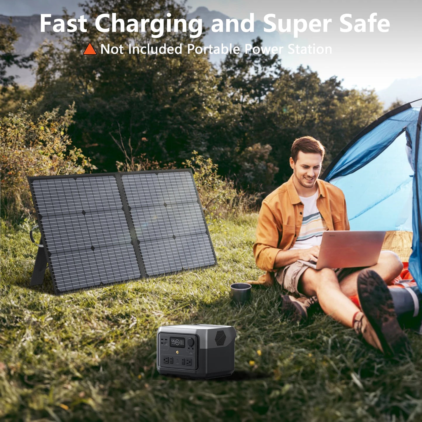 MHPOWOS 110W Foldable Solar Panel Portable Charger for Solar Generator