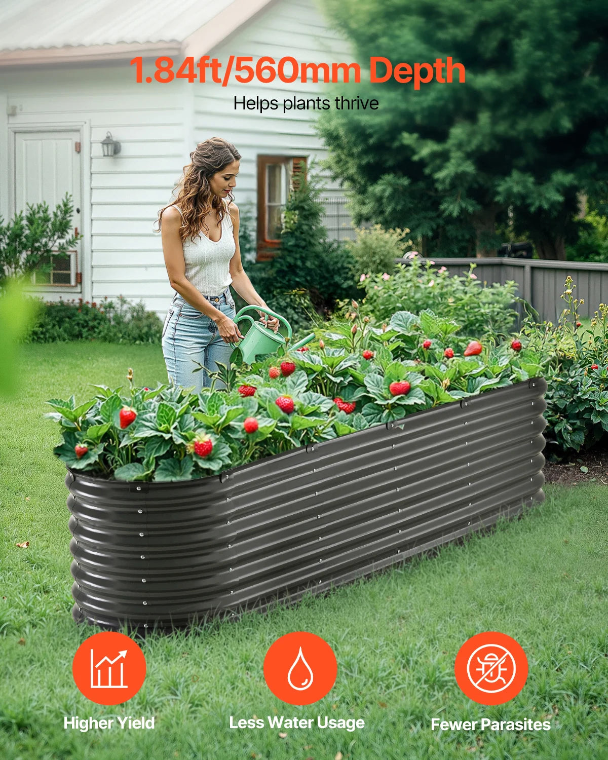 Metal Raised Garden Bed Galvanized Planter Box Open Bottom Oval