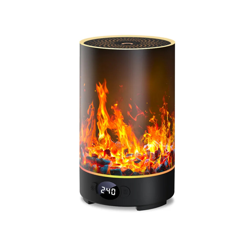 Aroma Diffuser CREAROMA 200ml With Flame Effect RGB Lighting and Customizable Timed Shutdown for Cozy Home Ambiance