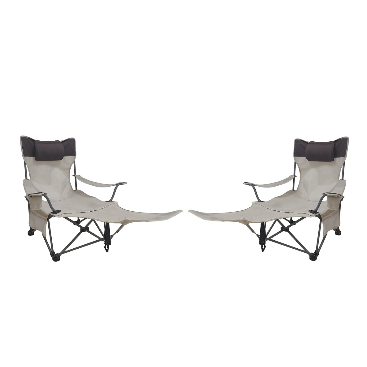 Adjustable Reclining Camping Chair With Handrails And Side Pockets